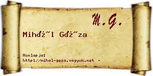 Mihál Géza névjegykártya